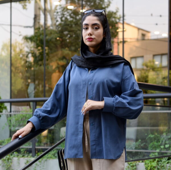شومیز لینن آبی